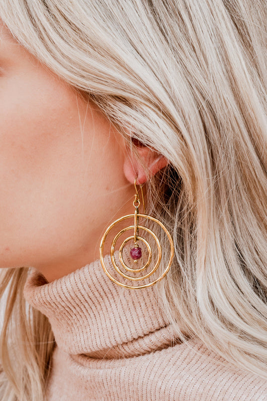Che Shale Hoops - Pink Tourmaline