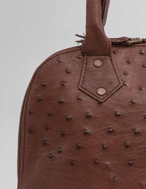Ostrich Leather Handbag – Brown