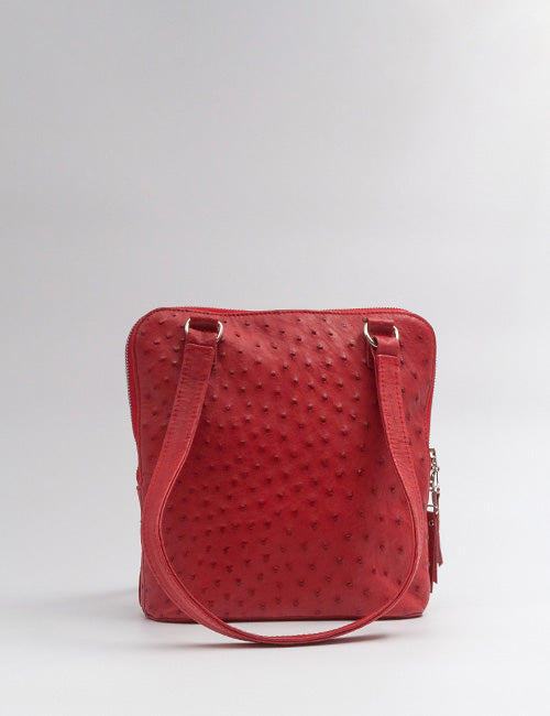 Ostrich Leather Handbag – Red