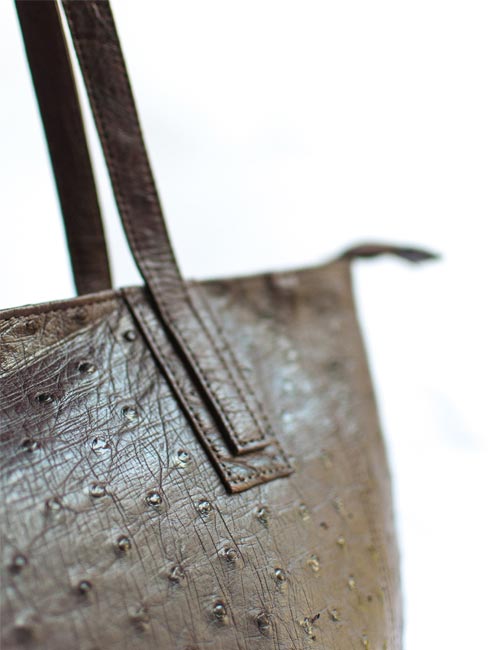 Ostrich Leather Tote Bag – Brown