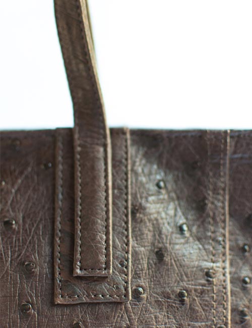 Ostrich Leather Tote Bag – Brown
