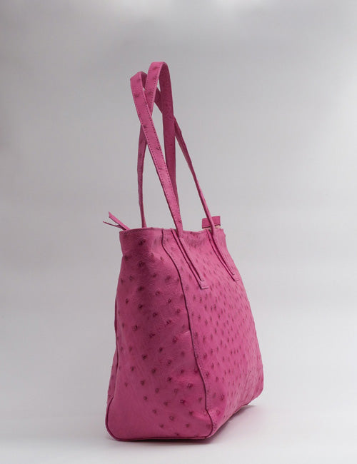 Ostrich Leather Tote Bag – Pink