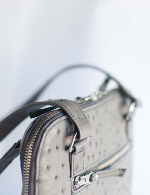Ostrich Leather Handbag – Grey