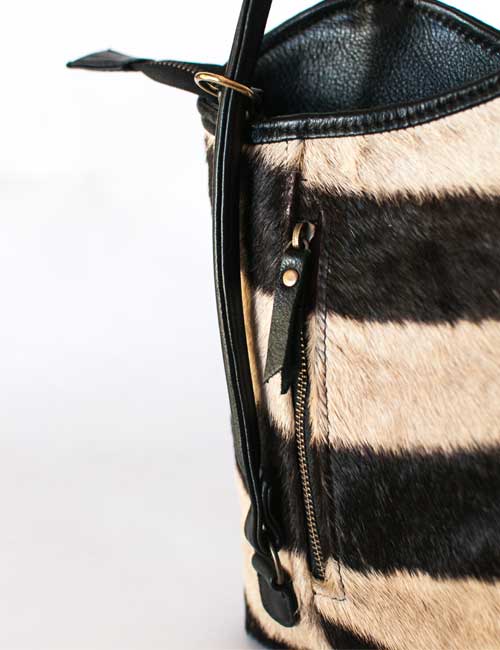 Zebra Leather Handbag & Backpack