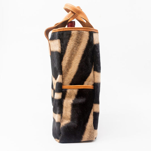 Zebra Leather Wine Bag