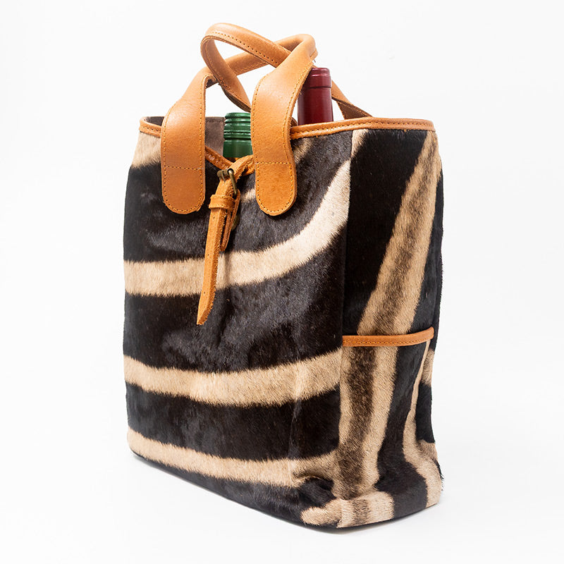 Zebra Leather Wine Bag