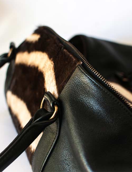 Zebra Leather Overnight Bag