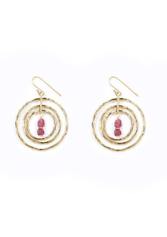 Che Shale Hoops - Pink Tourmaline