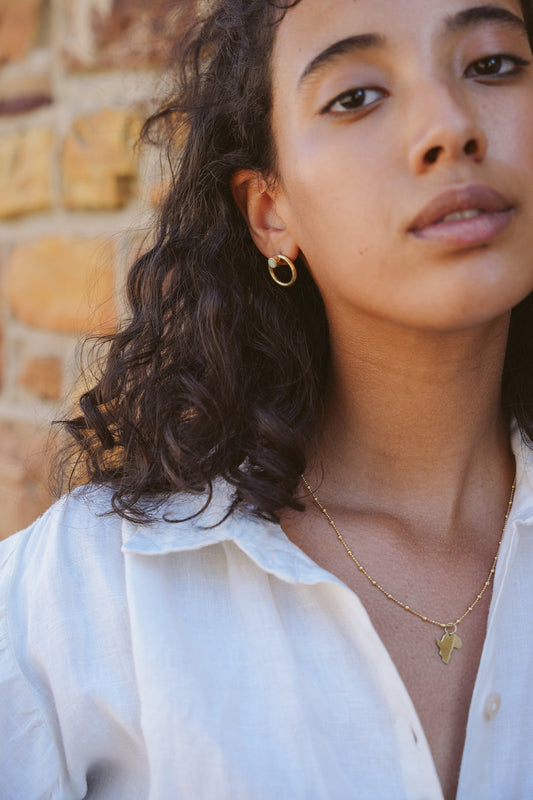 Full Circle Earrings with White Cowbone