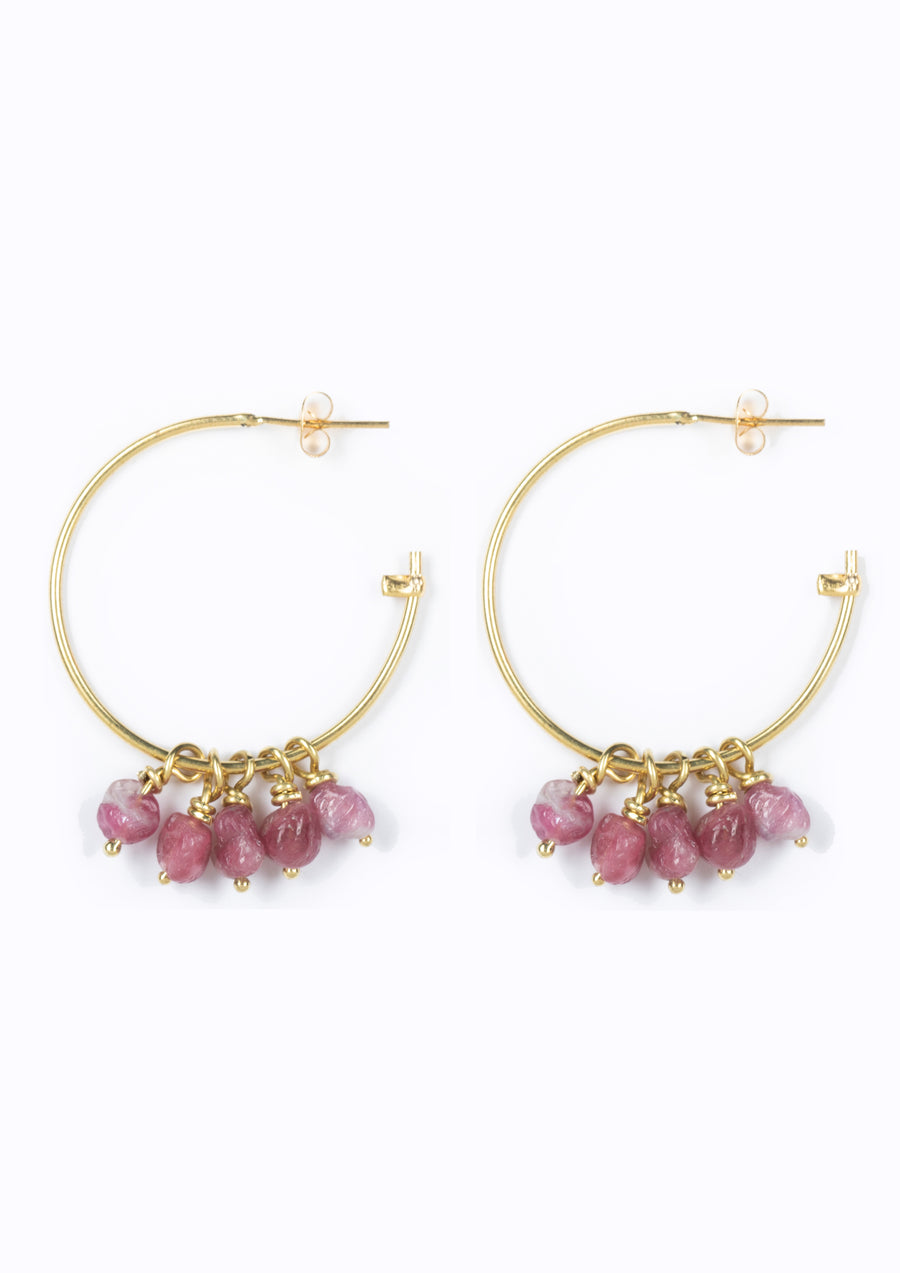Island Hoops - Pink Tourmaline