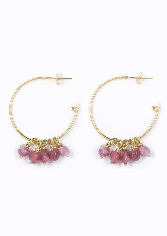 Island Hoops - Pink Tourmaline