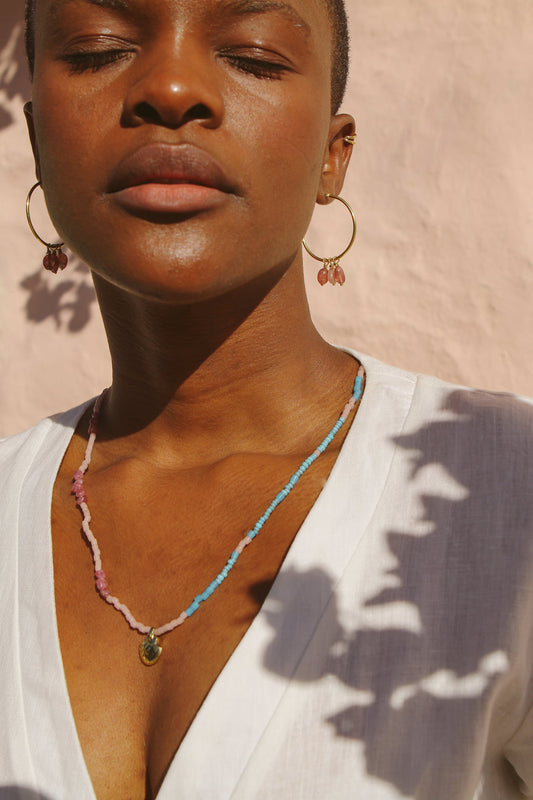 Island Hoops - Pink Tourmaline