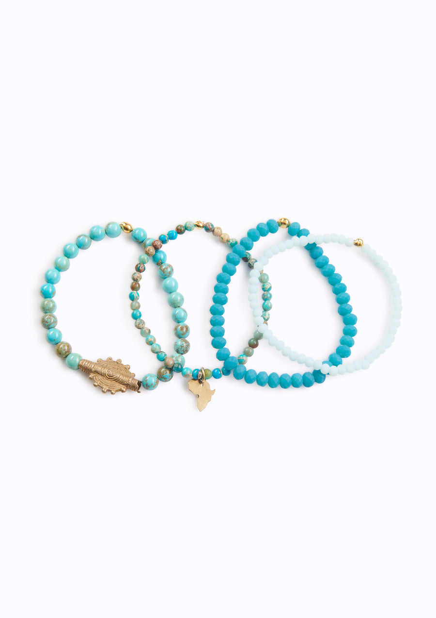 Juju Bracelets Aqua - Set of Four