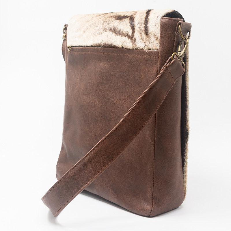 Zebra Leather Sling Bag - Large