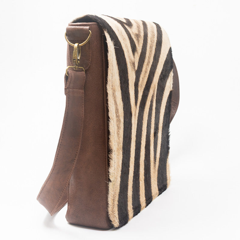 Zebra Leather Sling Bag - Large