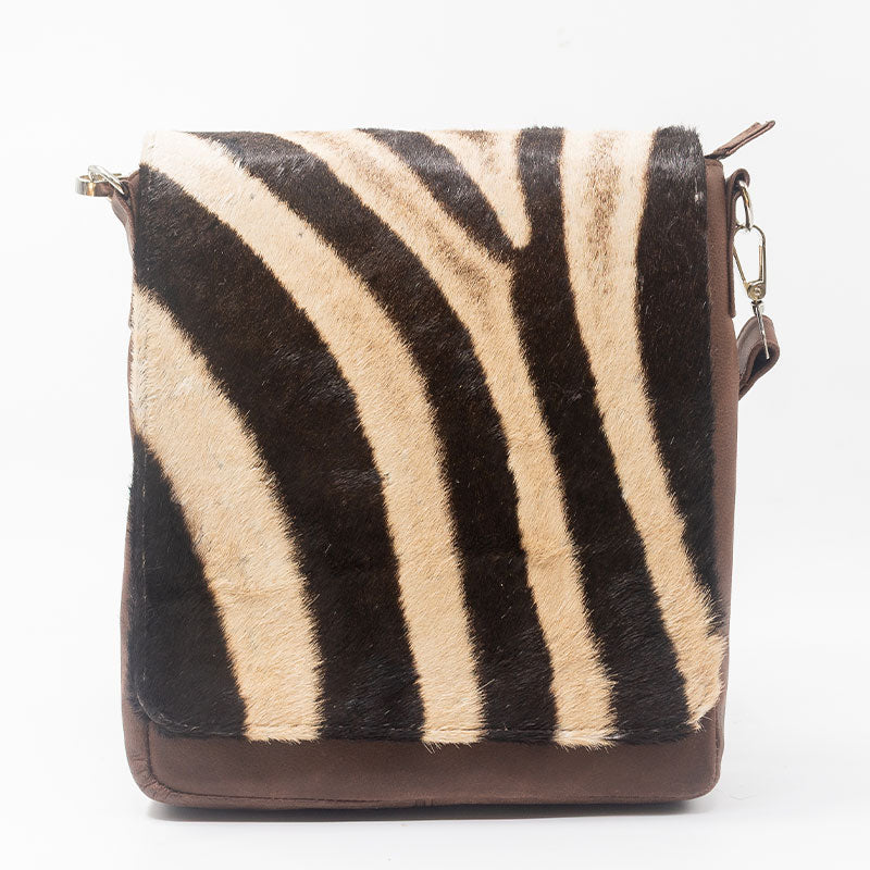 Zebra Leather Sling Bag - Large