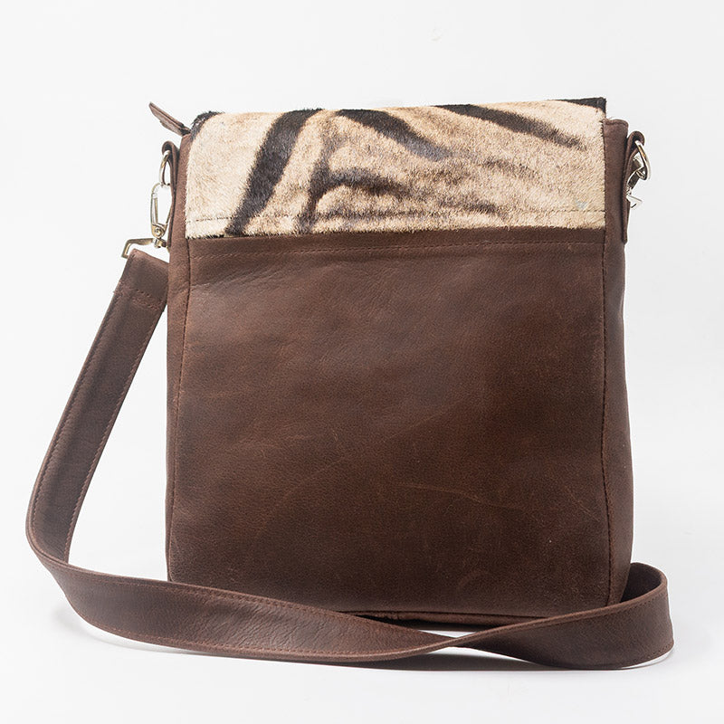 Zebra Leather Sling Bag - Medium
