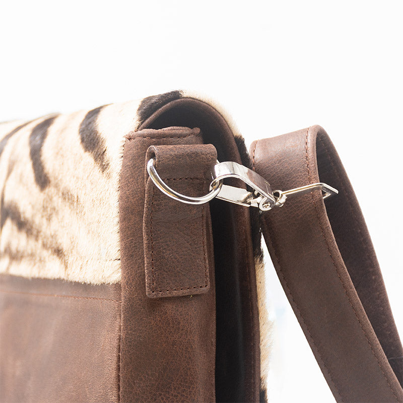 Zebra Leather Sling Bag - Medium
