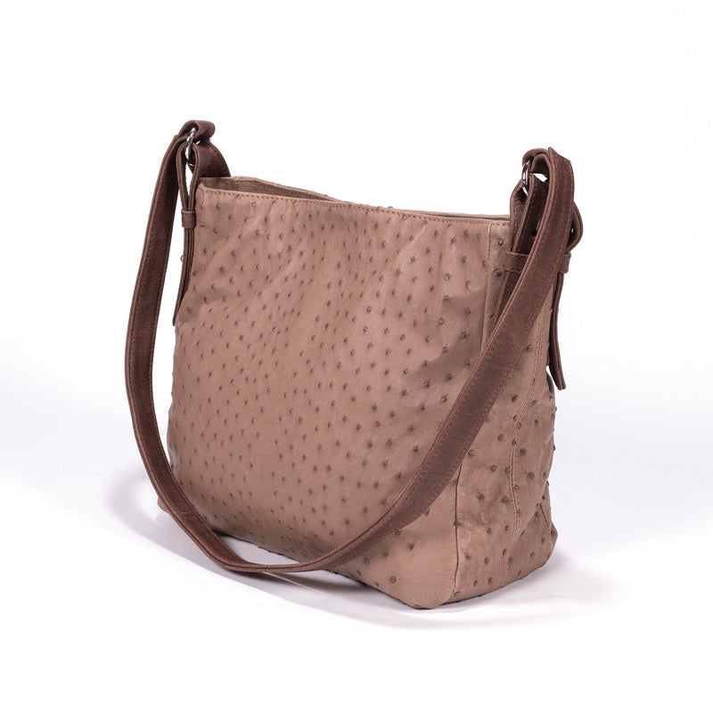 Ostrich Leather Handbag - Mink