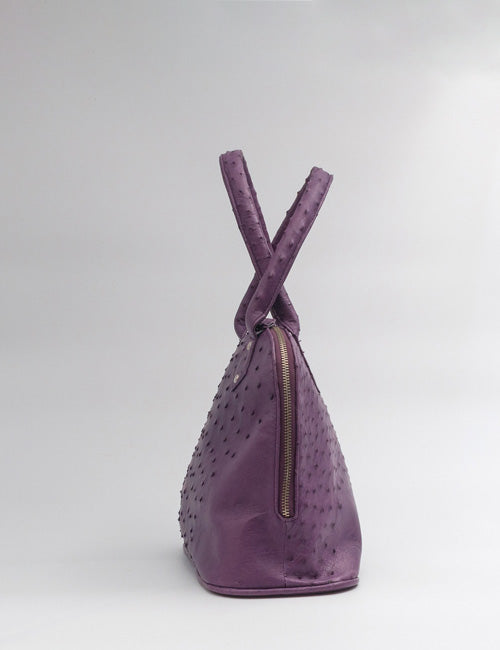 Ostrich Leather Handbag – Purple