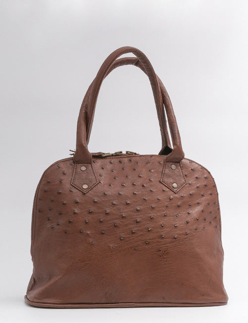 Ostrich Leather Handbag – Brown