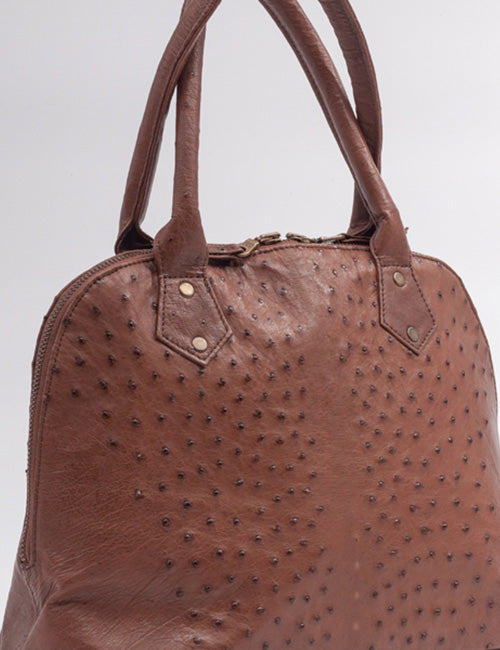 Ostrich Leather Handbag – Brown