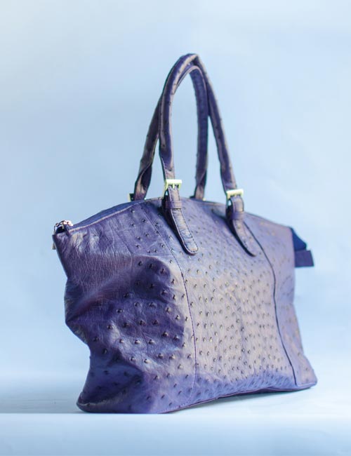Ostrich Leather Large Handbag – Purple