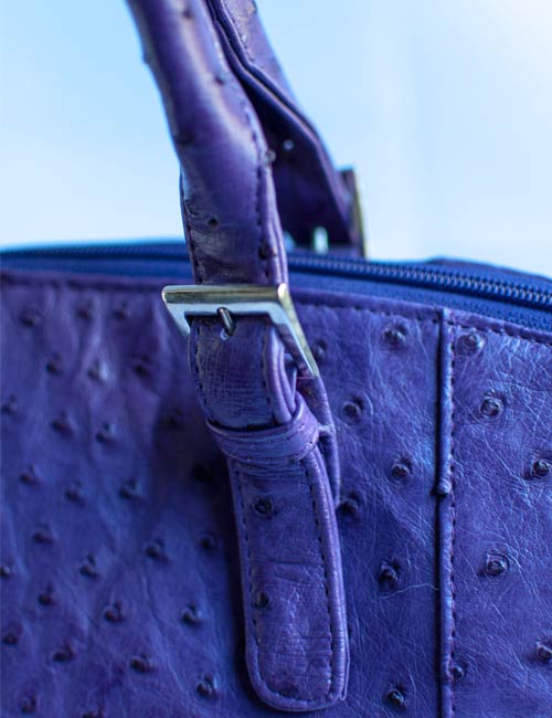 Ostrich Leather Large Handbag – Purple
