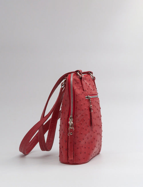 Ostrich Leather Handbag – Red