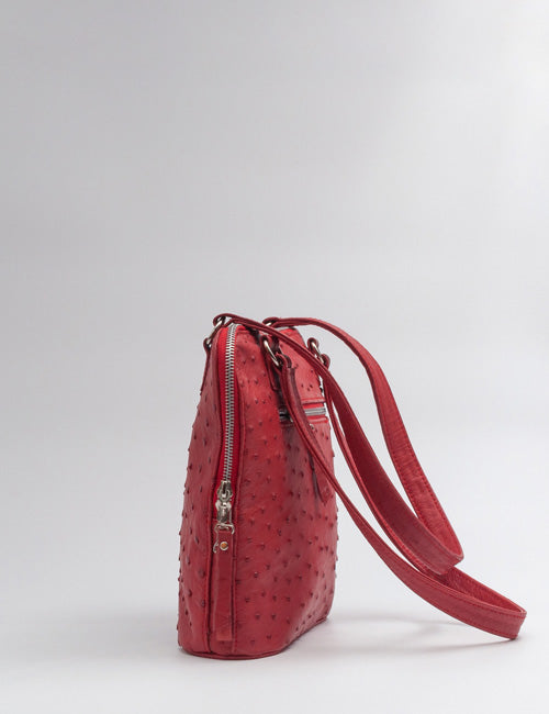 Ostrich Leather Handbag – Red