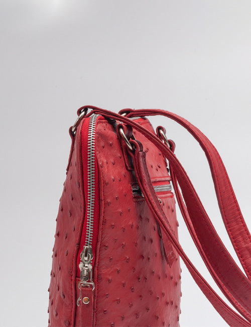 Ostrich Leather Handbag – Red