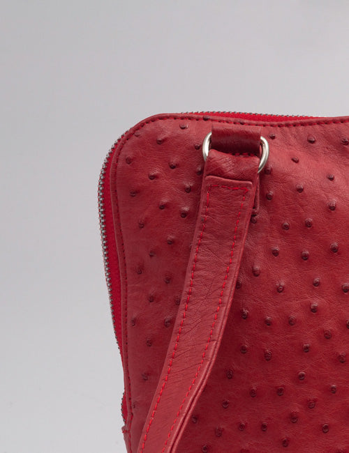 Ostrich Leather Handbag – Red