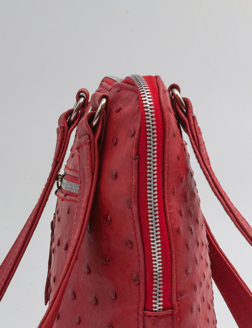 Ostrich Leather Handbag – Red