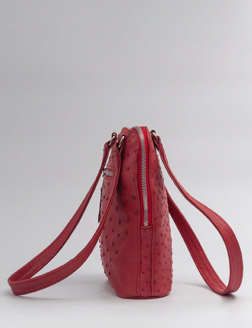 Ostrich Leather Handbag – Red