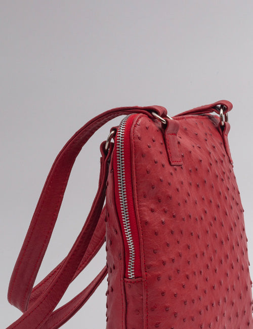 Ostrich Leather Handbag – Red