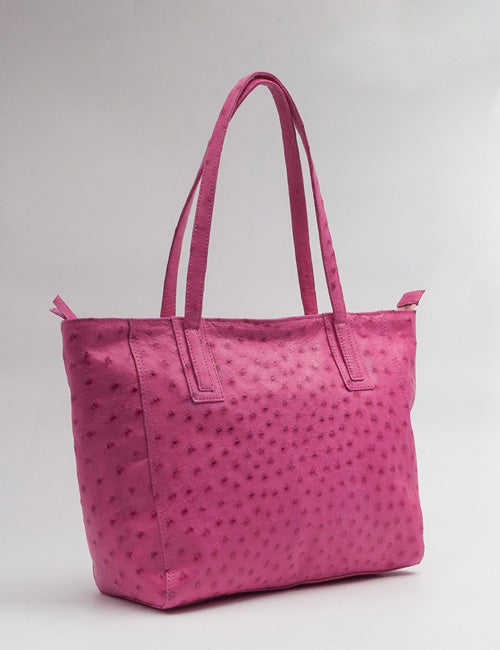 Ostrich Leather Tote Bag – Pink