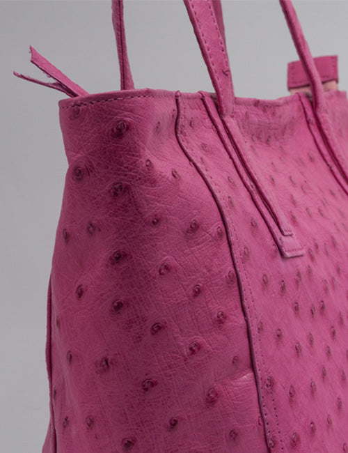 Ostrich Leather Tote Bag – Pink