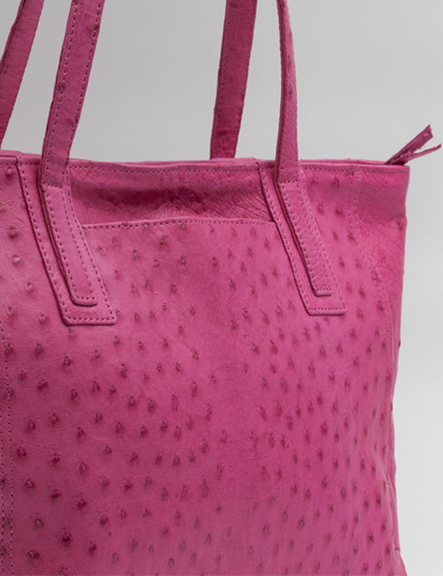 Ostrich Leather Tote Bag – Pink