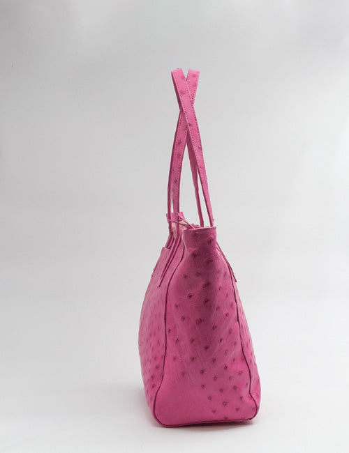 Ostrich Leather Tote Bag – Pink