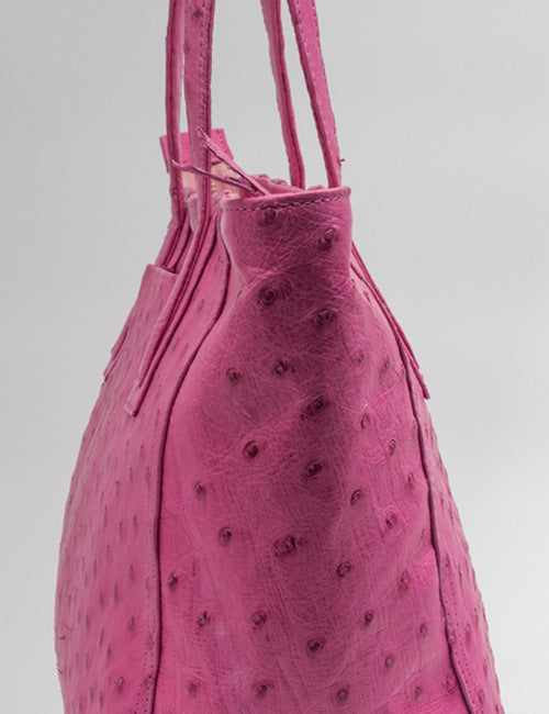 Ostrich Leather Tote Bag – Pink
