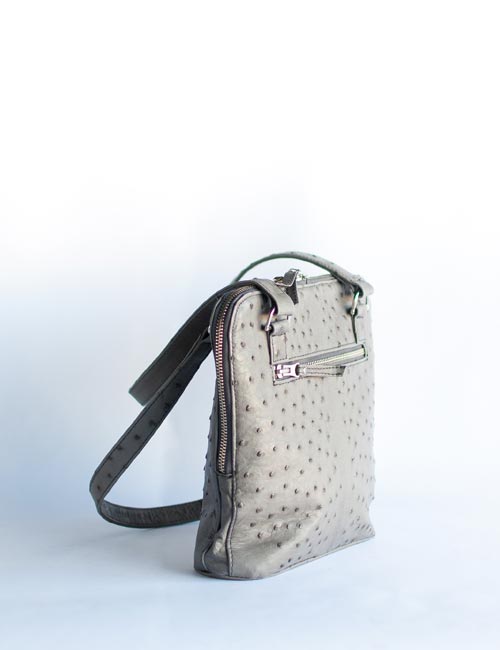Ostrich Leather Handbag – Grey