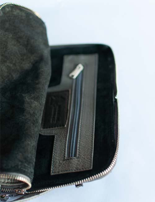 Ostrich Leather Handbag – Grey