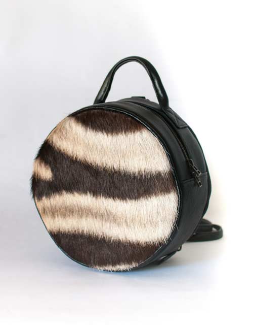 Round Backpack Zebra Leather