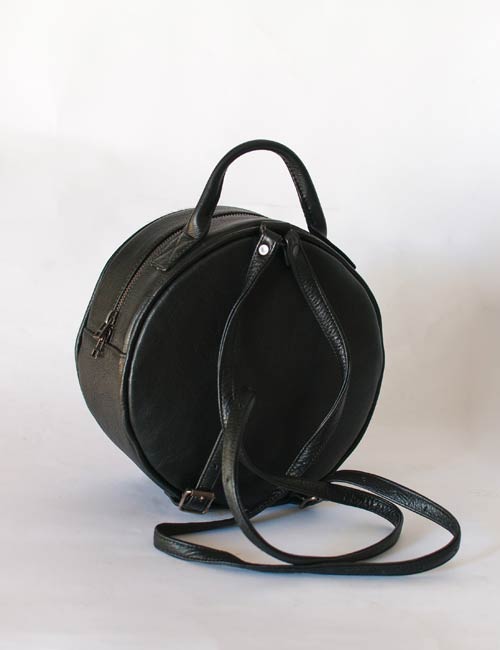 Round Backpack Zebra Leather