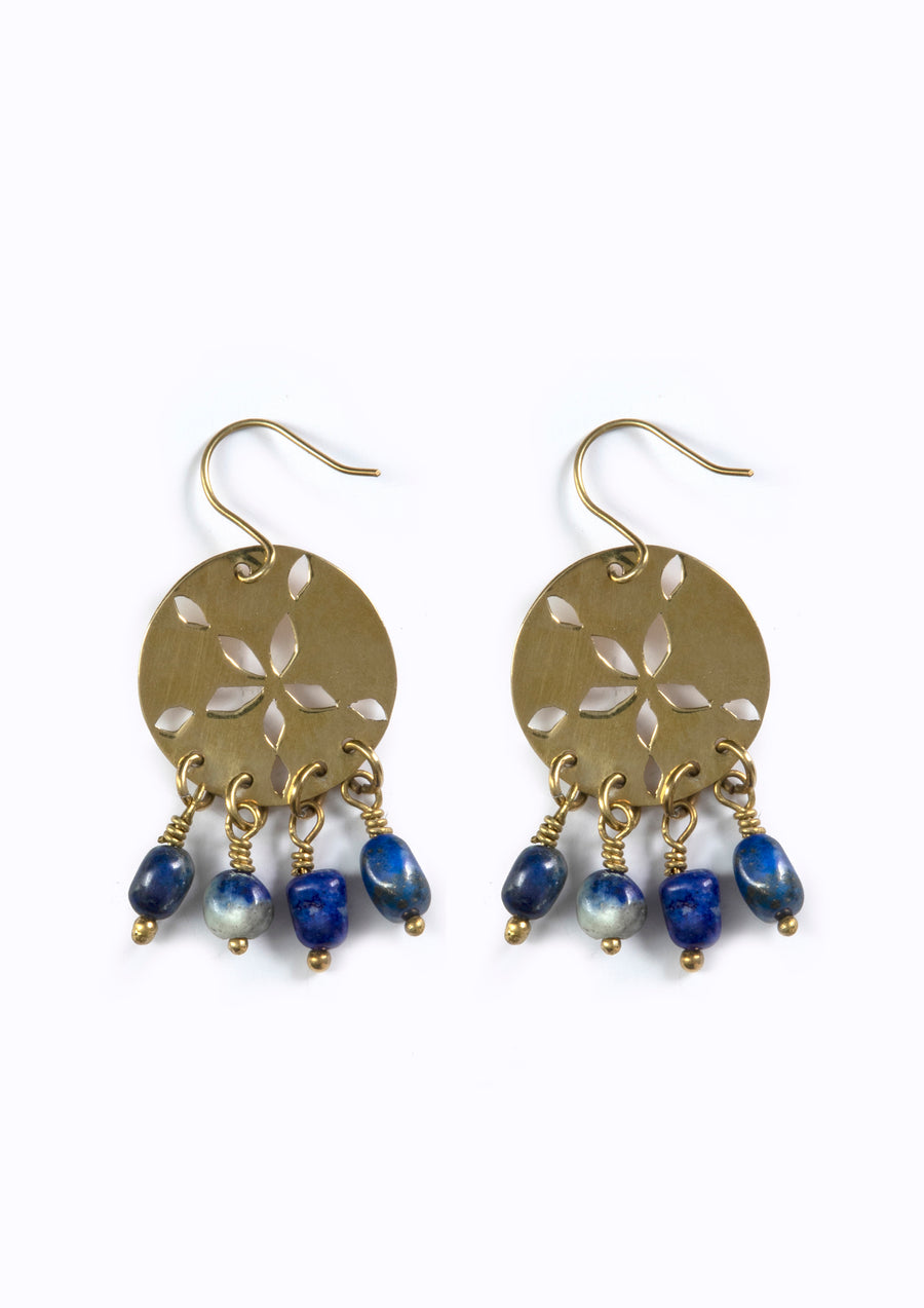 Sand Dollar Earrings - Lapis