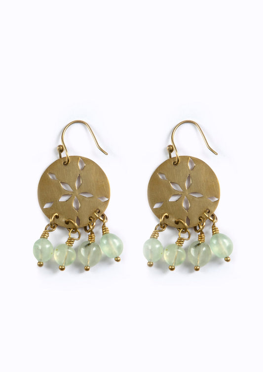 Sand Dollar Earrings - Prehnite