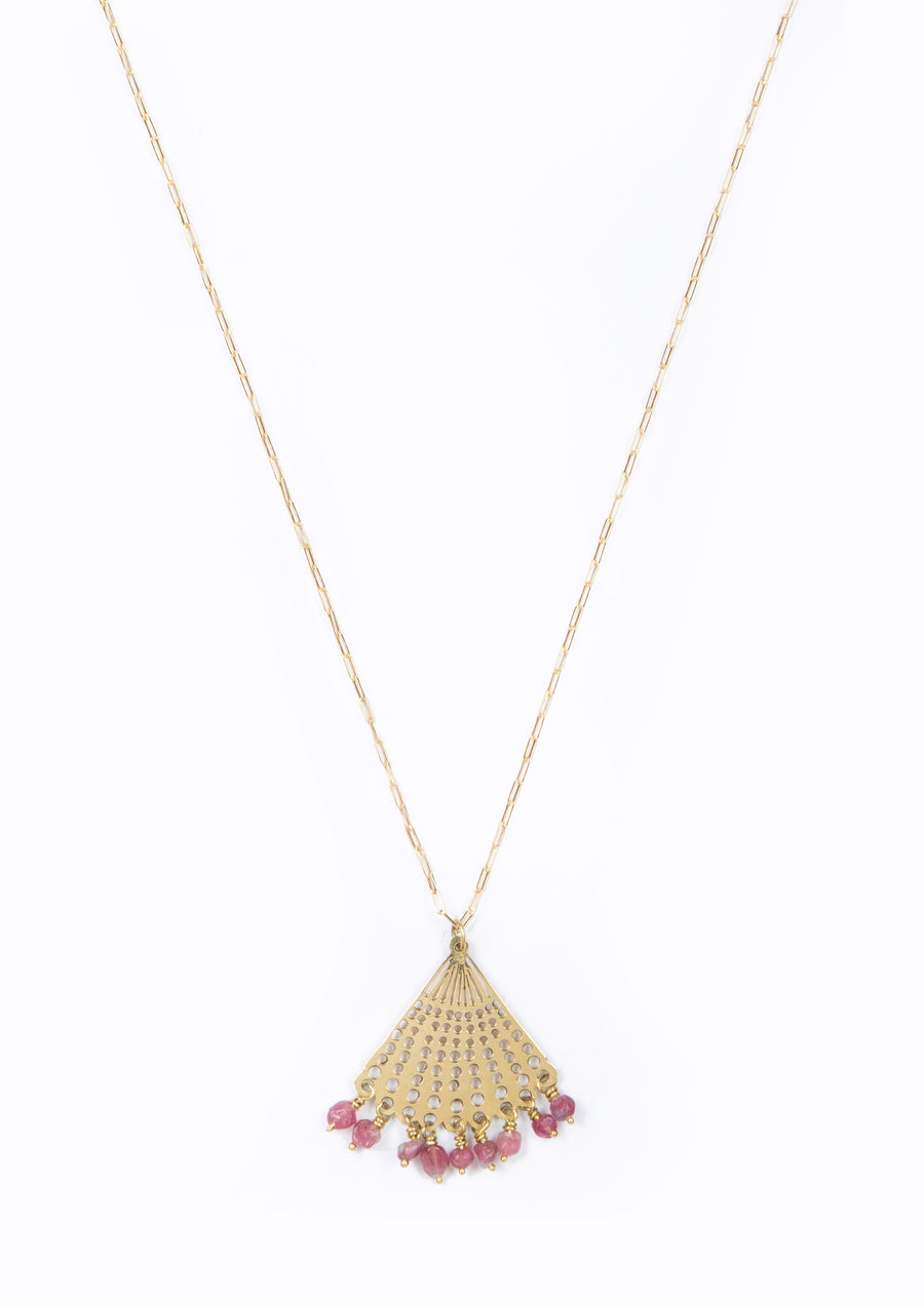 Shell Necklace Pink Tourmaline