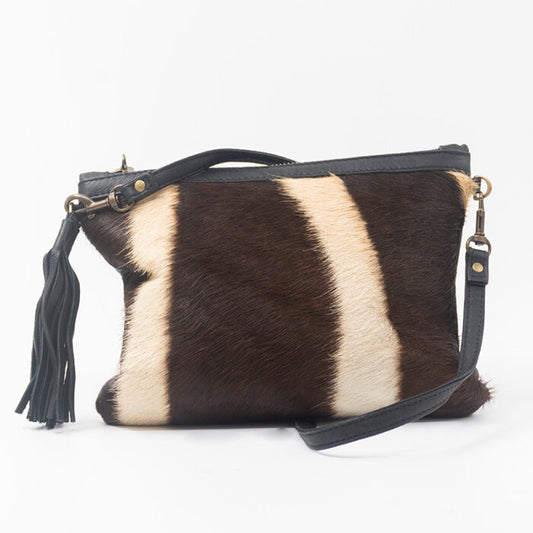 Small Zebra Leather Handbag Chic