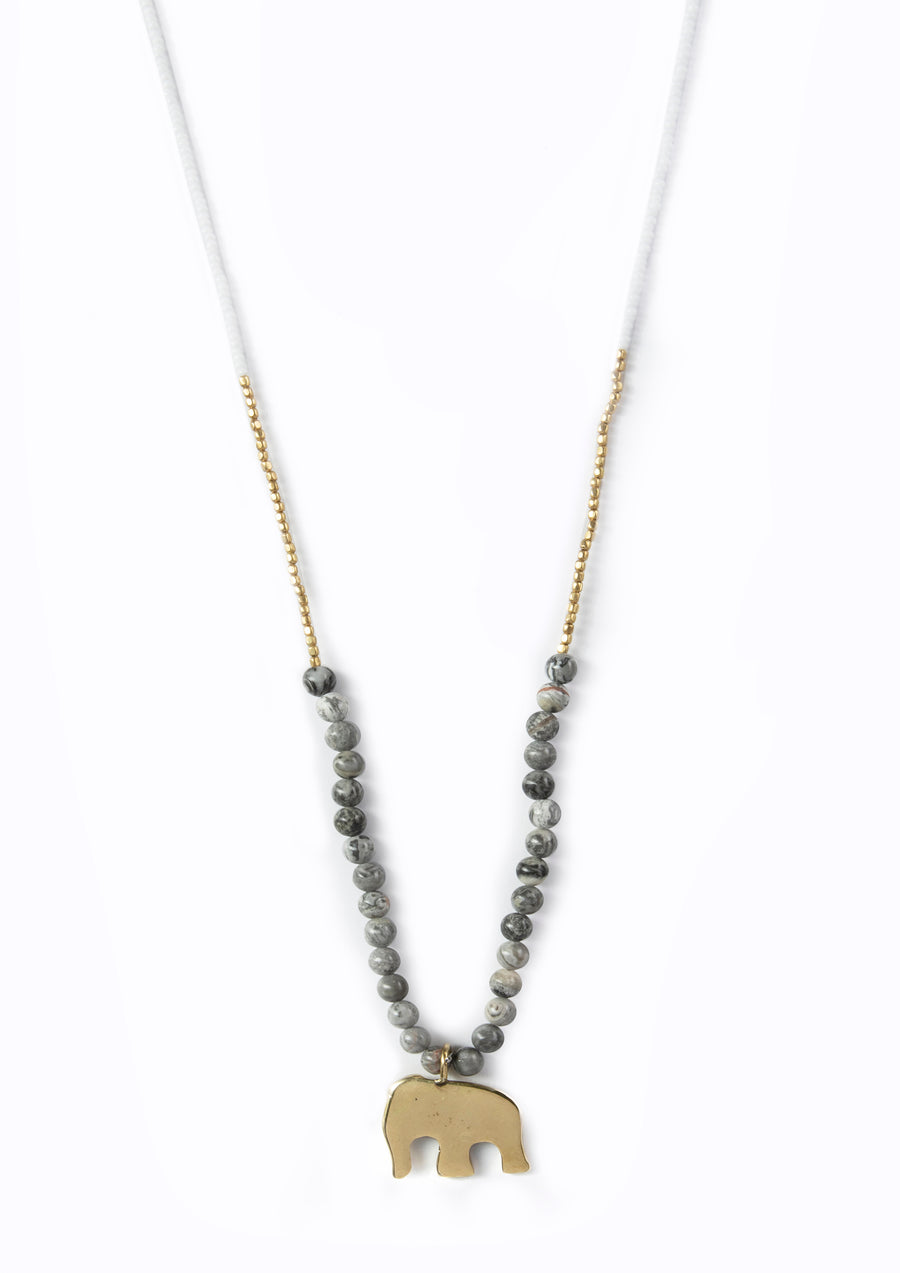 Swahili Elephant Necklace Grey