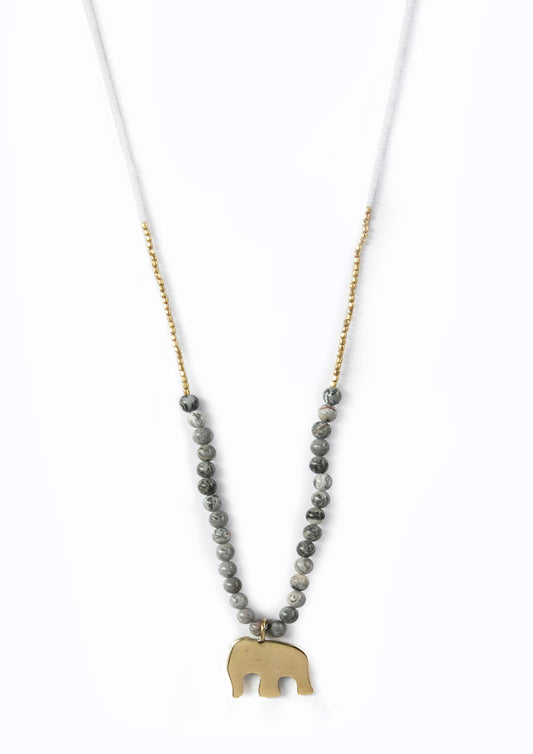 Swahili Elephant Necklace Grey